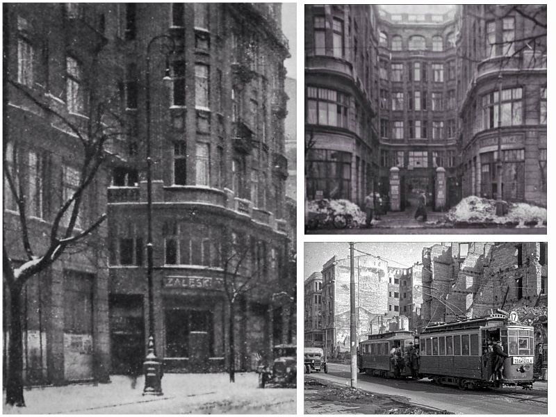 Archiwalne zdjęcie kamienicy Gurewicza z czasów przedwojennych – U‑kształtny rzut i otwarty dziedziniec